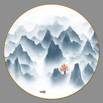 圆形山水画