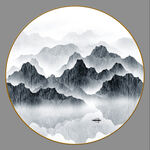 圆形山水画