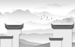 别墅 灰色意境山水 TIF分层