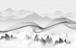 中式 灰色山水画 TIF分层图