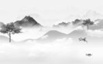新品灰色山水 TIF分层画 