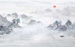 新中式简约意境水墨山水中堂画
