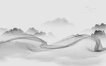新品灰色山水背景 TIF分层