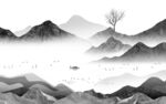 中式 灰色山水背景 TIF分层