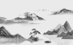 高档灰色山水背景 TIF分层