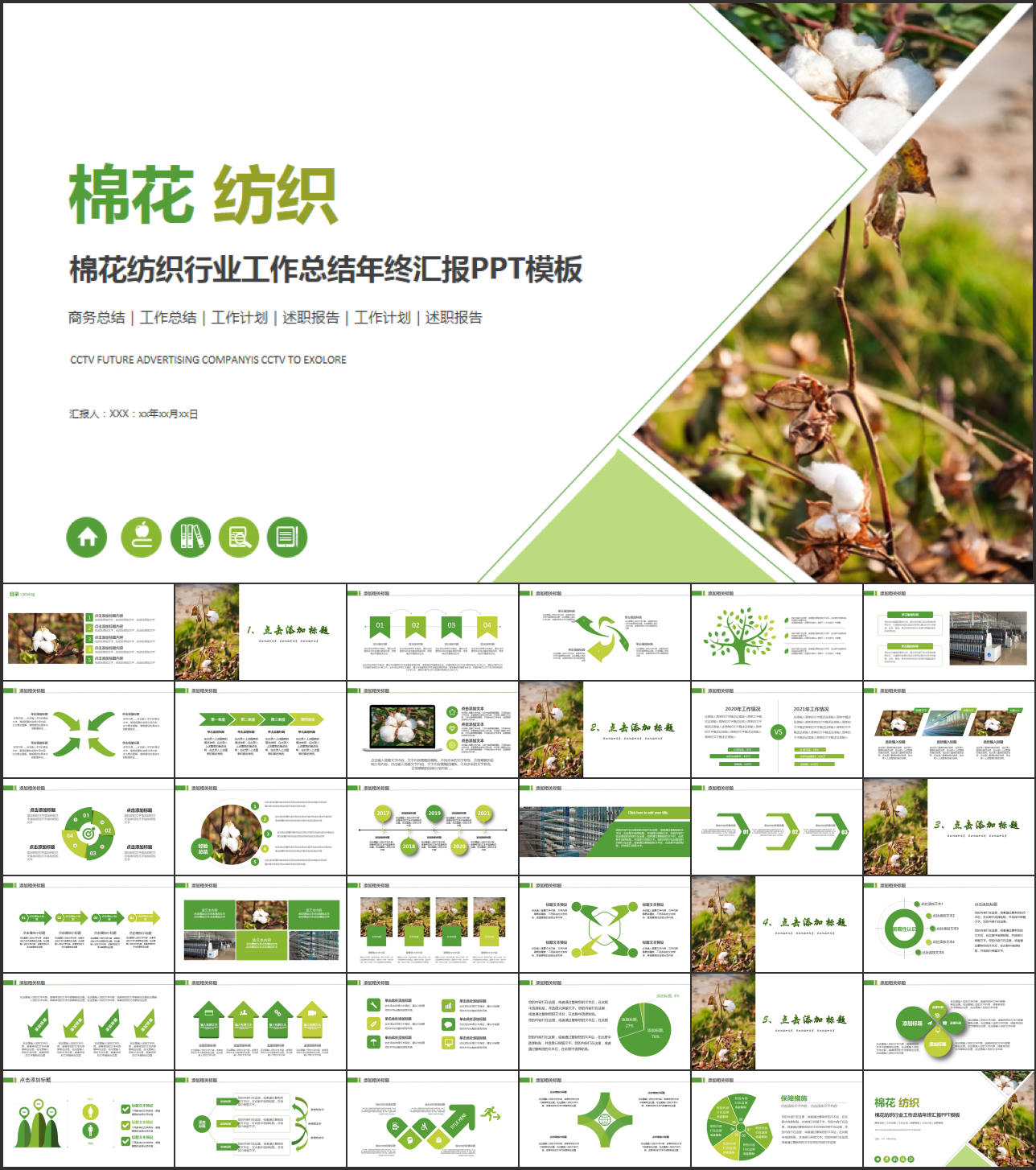 棉花纺织业纺织厂PPT模板