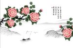 牡丹山水情背景墙