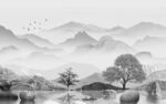 中国风意境灰色山水 tif分层