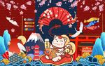 招财猫日式餐厅背景墙