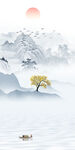 中式玄关画山水 TIF分层图