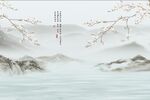 玉兰山水花鸟背景墙
