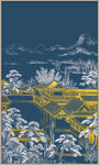  轻奢金色楼阁国画装饰画