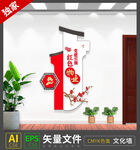 红色物业党建文化墙标语