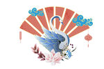 国潮鹤祥云花鸟