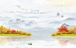 新中式山水背景墙
