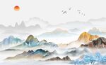 新中式山水背景墙