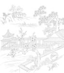 山水白描