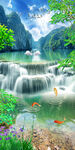 流水溪流3D风景画立体玄关