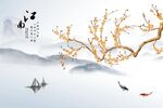 花鸟水墨江南背景墙