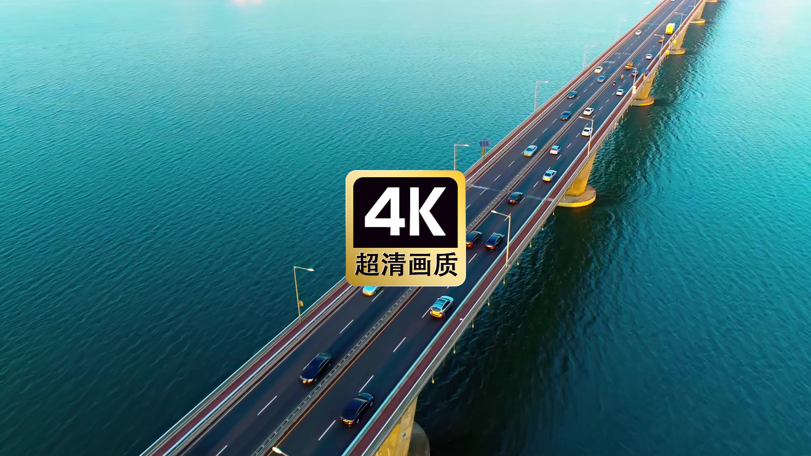 航拍跨海大桥特写