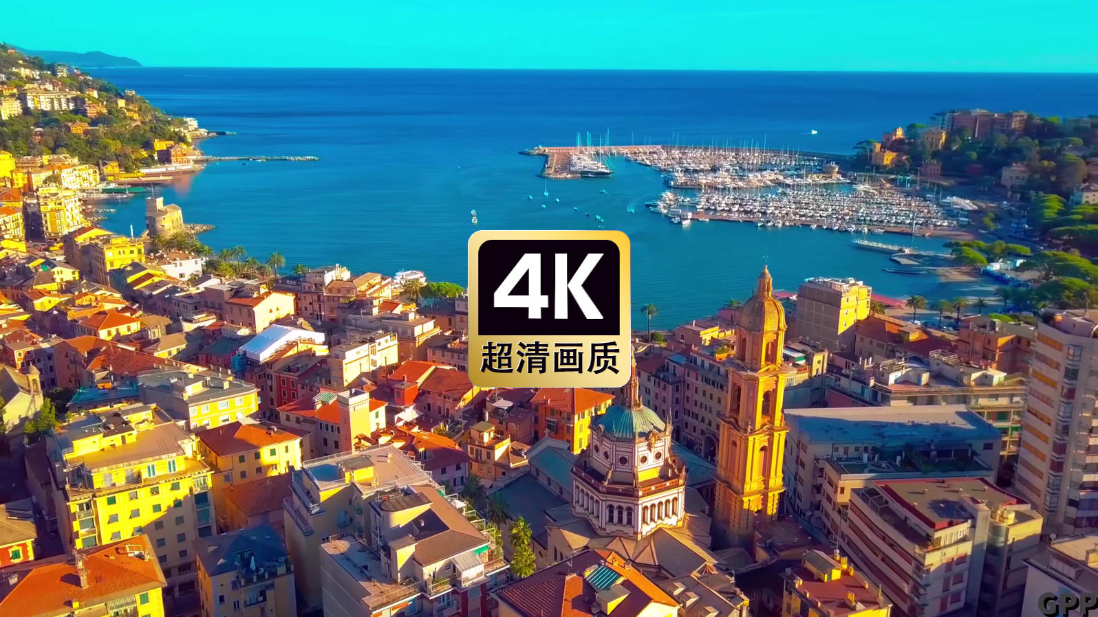 航拍海港城市建筑群