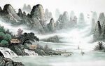 中式山水背景墙