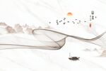 新中式曲线山水背景墙