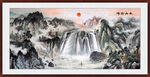 旭日东升山水画江山如画