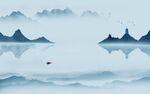 蓝色 现代新山水画 tif分层