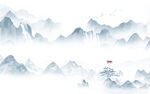 大气 客厅山水画 tif分层图