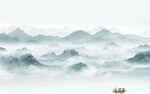 蓝色客厅山水画 tif分层图