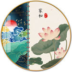 荷花入户手绘水墨民宿装饰画