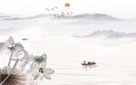 人气 山水背景墙画 TIF分层