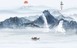 高档 山水背景墙画 TIF分层