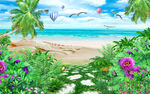 海景风光背景墙