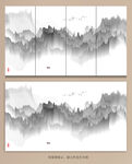 抽象新中式群山水墨画