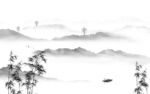 中式 风景灰色山水 tif分层