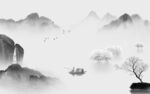 中式 简约灰色山水 TIF分层