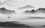 中国风灰色风景山水 TIF分层