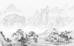 人气 灰色山水图 TIF分层画