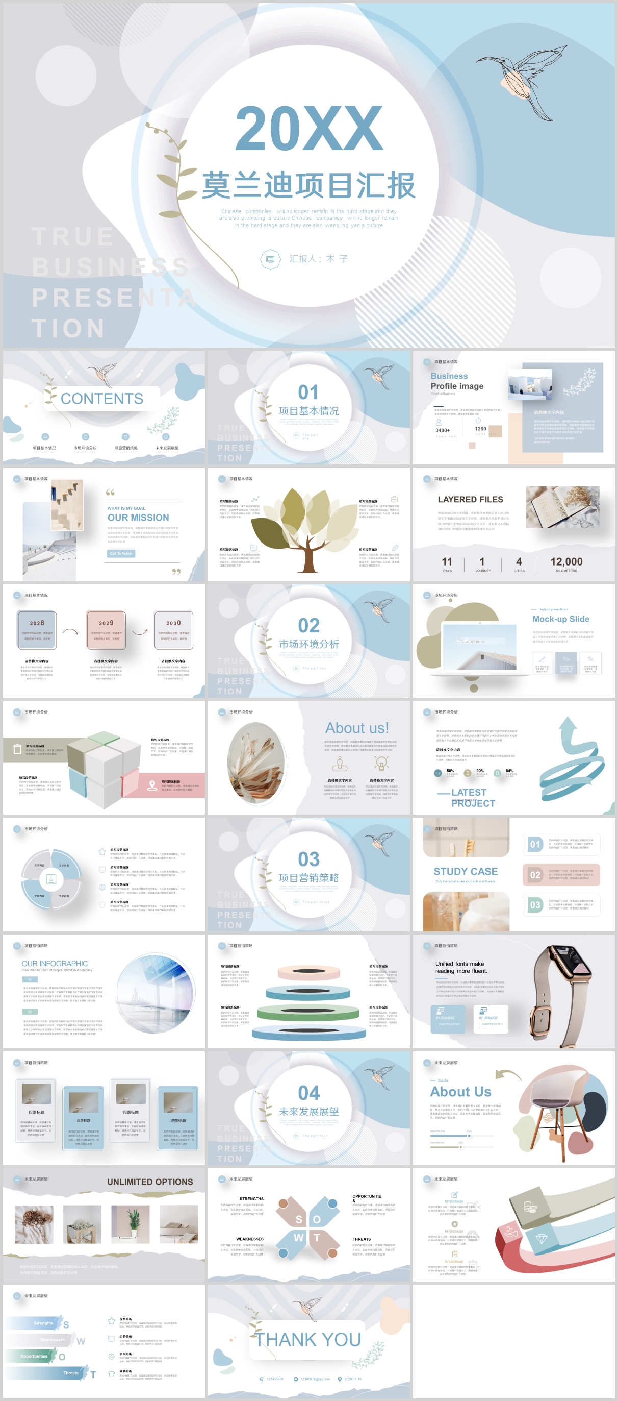 简约莫兰迪风格工作汇报ppt