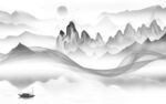 高清 客厅灰色山水 tif分层