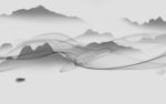 中国风灰色山水背景 tif分层