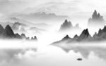 水墨 客厅灰色山水 文件分层 