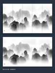 新中式山水水墨抽象画
