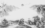 高清 客厅灰色山水 tif分层
