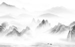 简约灰色山水背景 tif分层