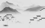 中式客厅山水背景 tif分层