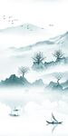 蓝色装饰玄关山水 TIF分层