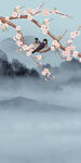 花鸟简约山水玄关 文件分层画